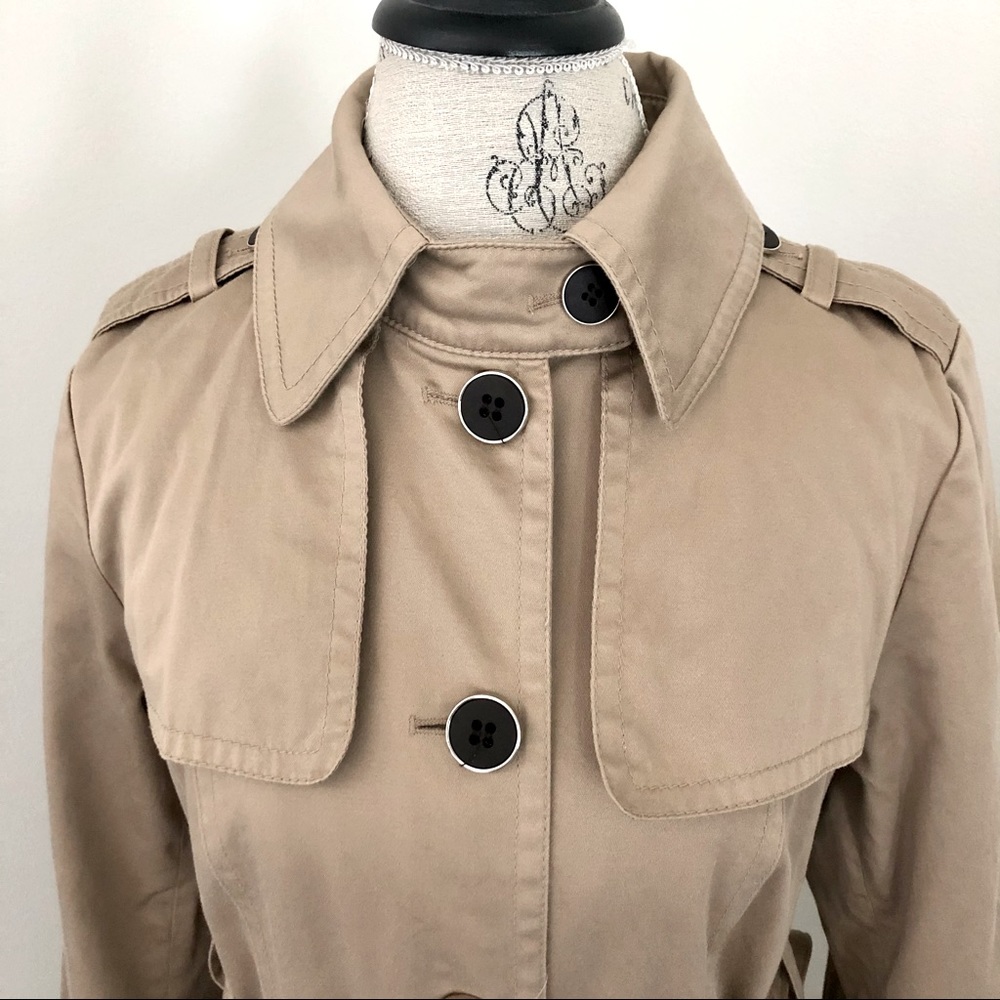 NEW YORK & COMPANY Classic Khaki Trench Coat Size M - Picture 4 of 16